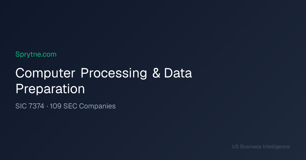Computer Processing & Data Preparation — 109 SEC Companies | SIC 7374 ...